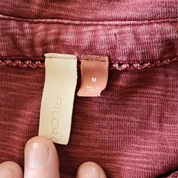 Anthropologie Pilcro Red Wine Frayed Tunic Button Down Shirt Women's M - Picture 3 of 6